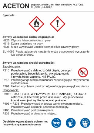 Znak bezpieczeństwa - Aceton